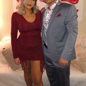 Burgundy Ruched Dress!
